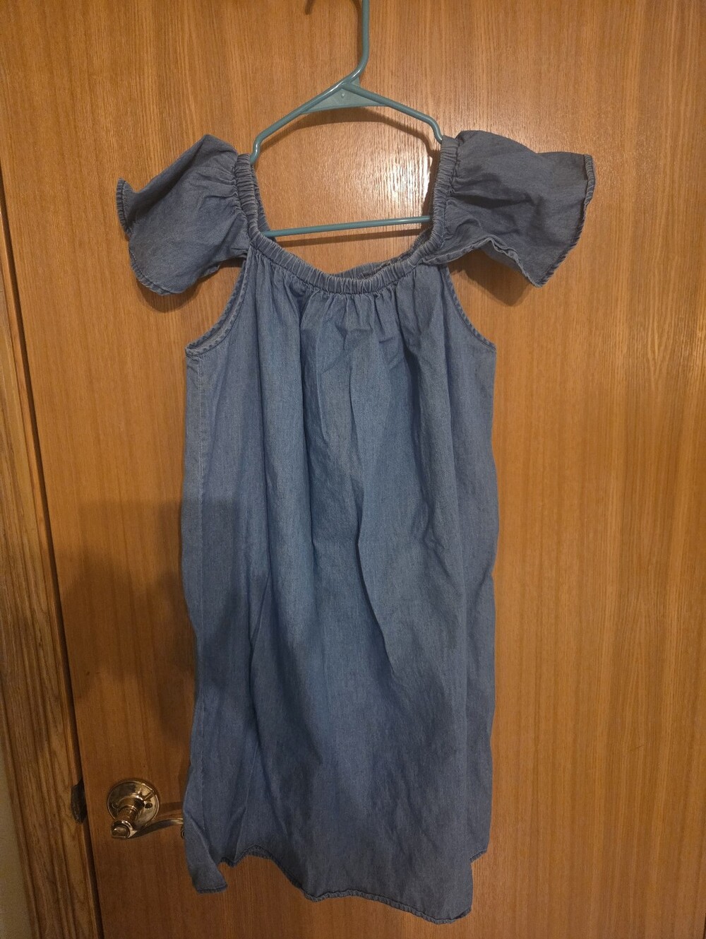 Noble U Blue Off-Shoulder Chambray Top